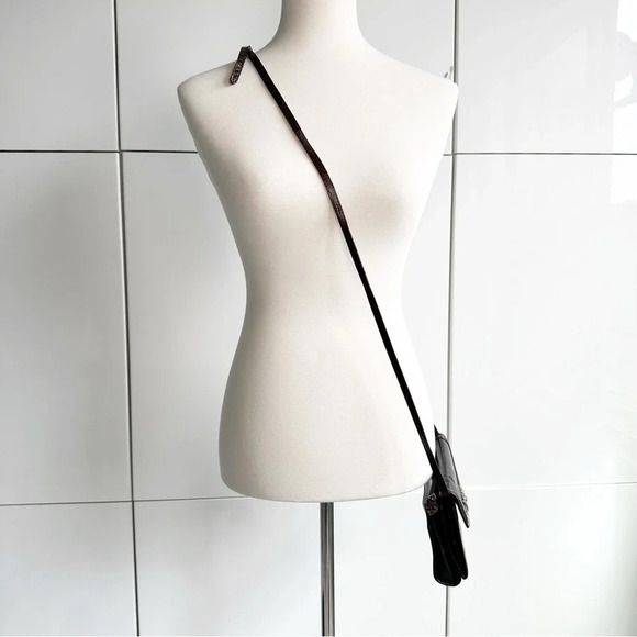 Brighton Leather WOC Black Faux Crocodile Cross Body Adjustable Strap Pockets - Picture 3 of 14